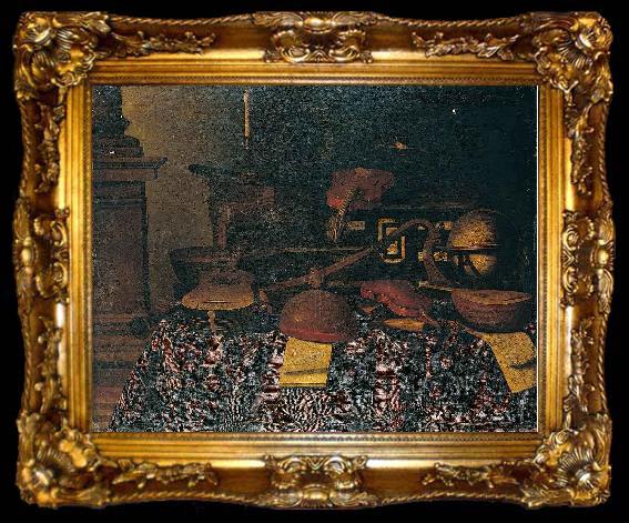 framed  Bartolomeo Bettera A still life of musical instruments with lutes, ta009-2
